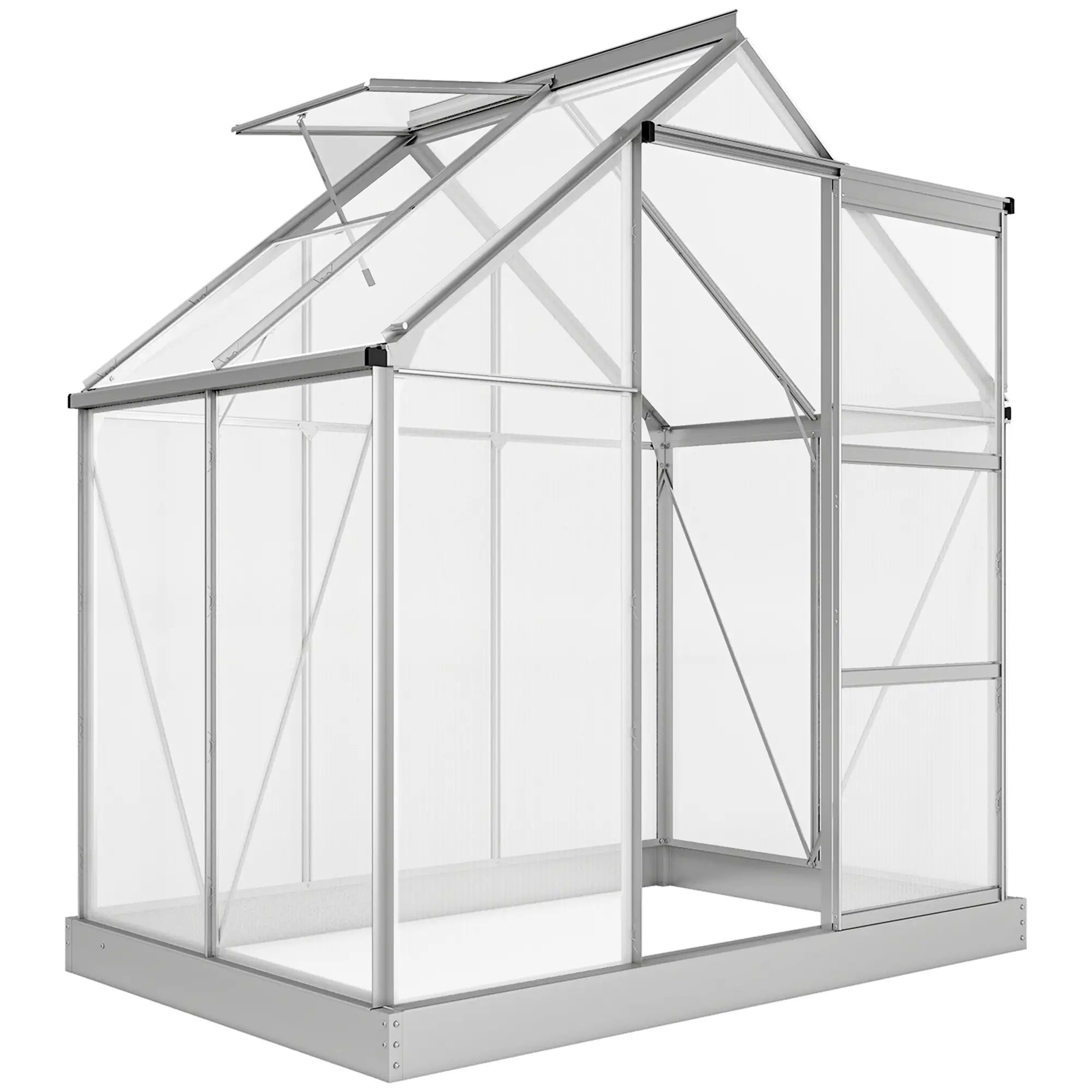 6' x 4' Walk-In Greenhouse, Polycarbonate, Sliding Door, Window, Aluminium Frame, Silver Walk In Greenhouses at Gallery Canada
