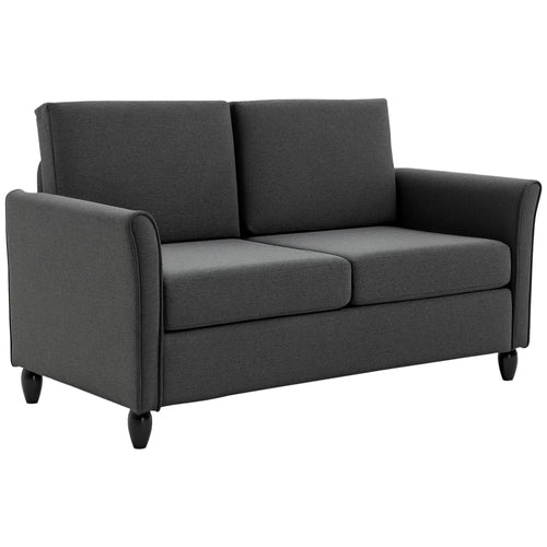 2-Seat Sofa with Armrests, Wood Legs, Dark Grey
