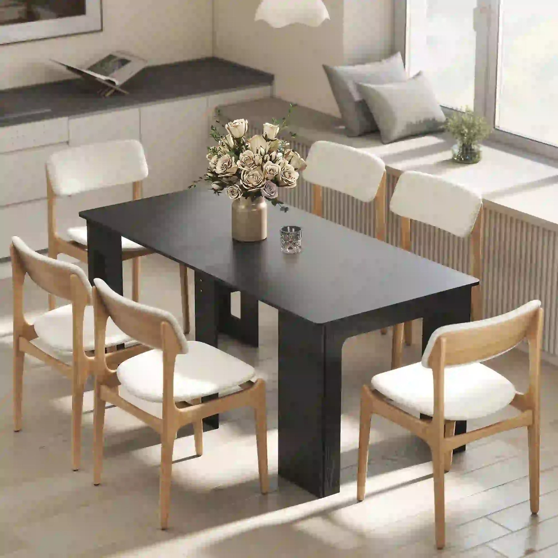 Extendable Dining Table, Expandable Kitchen Table, Seats 6, Distressed, Black Dining Tables at Gallery Canada