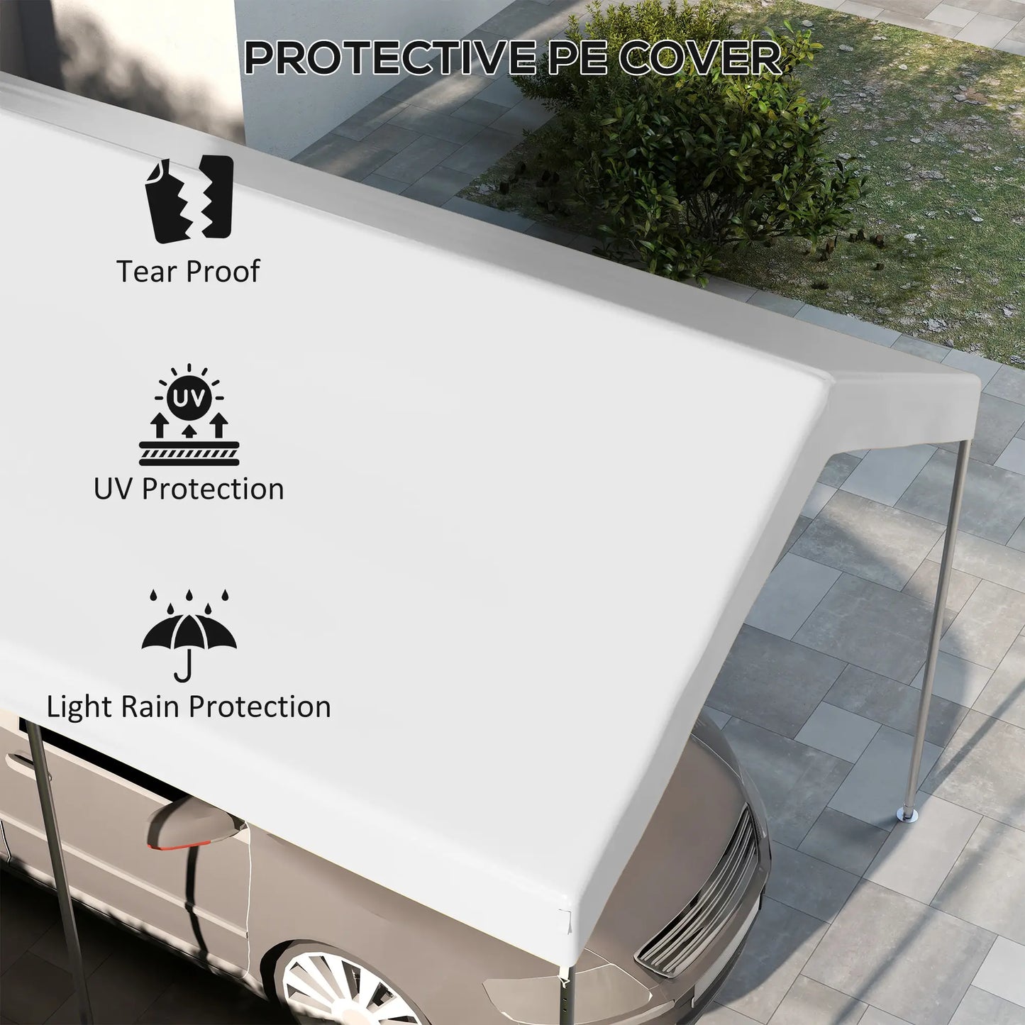 10 x 20ft Carport Canopy, UV Resistant, Ball Bungee Cords, White Gazebo Canopy Replacement at Gallery Canada