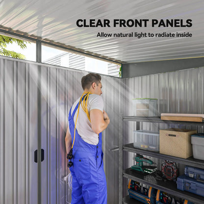 9' X 6.5' Outdoor Metal Garden Shed, Utility Tool Storage, Light Grey Sheds at Gallery Canada