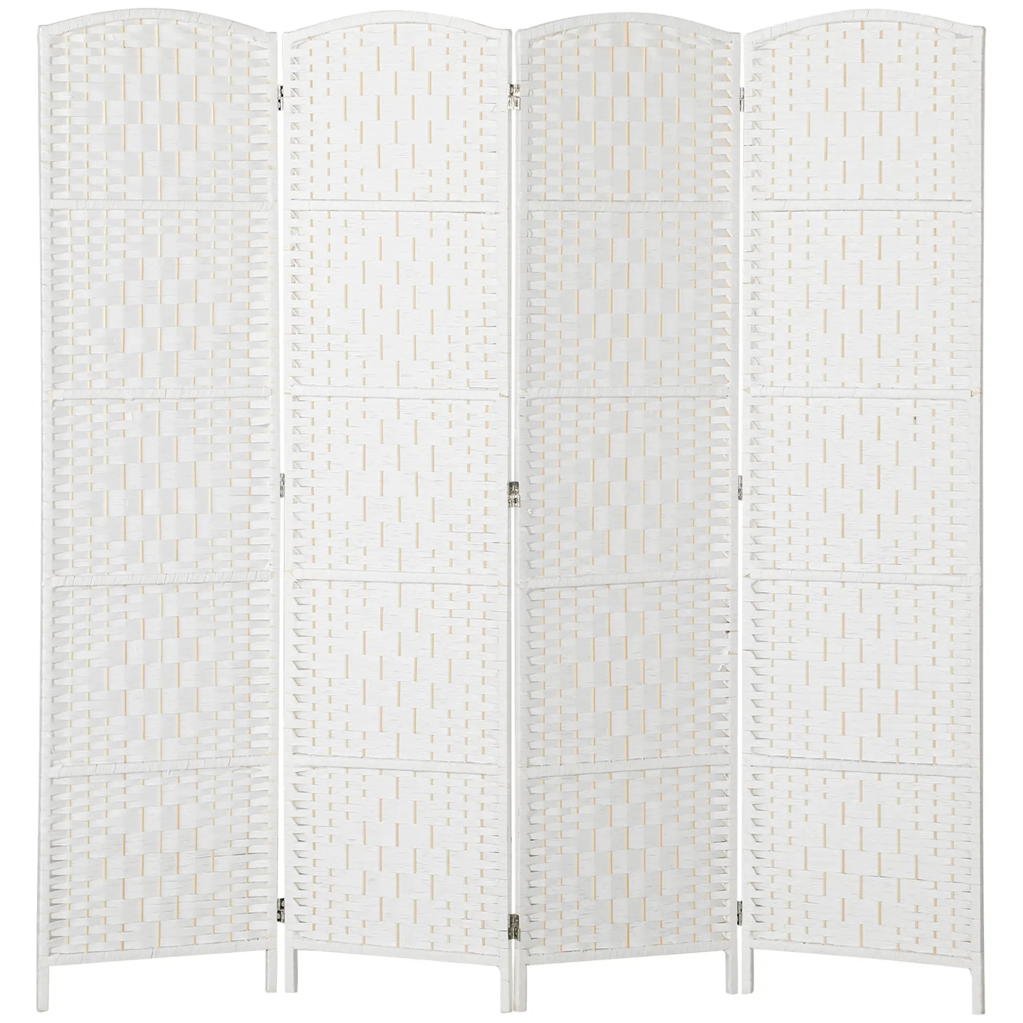 6ft 4-Panel Folding Room Divider, Wooden Frame, White Room Dividers White at Gallery Canada