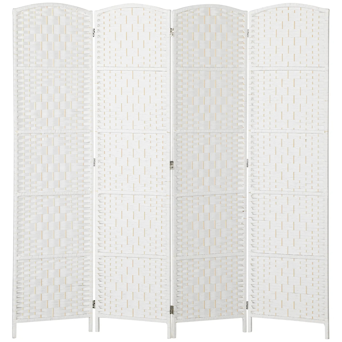 6ft 4-Panel Folding Room Divider, Wooden Frame, White Room Dividers White at Gallery Canada