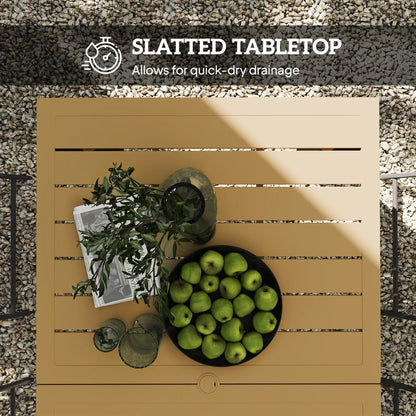 59" Outdoor Patio Table with Umbrella Hole, Slatted Tabletop, Brown Patio Dinning Tables at Gallery Canada