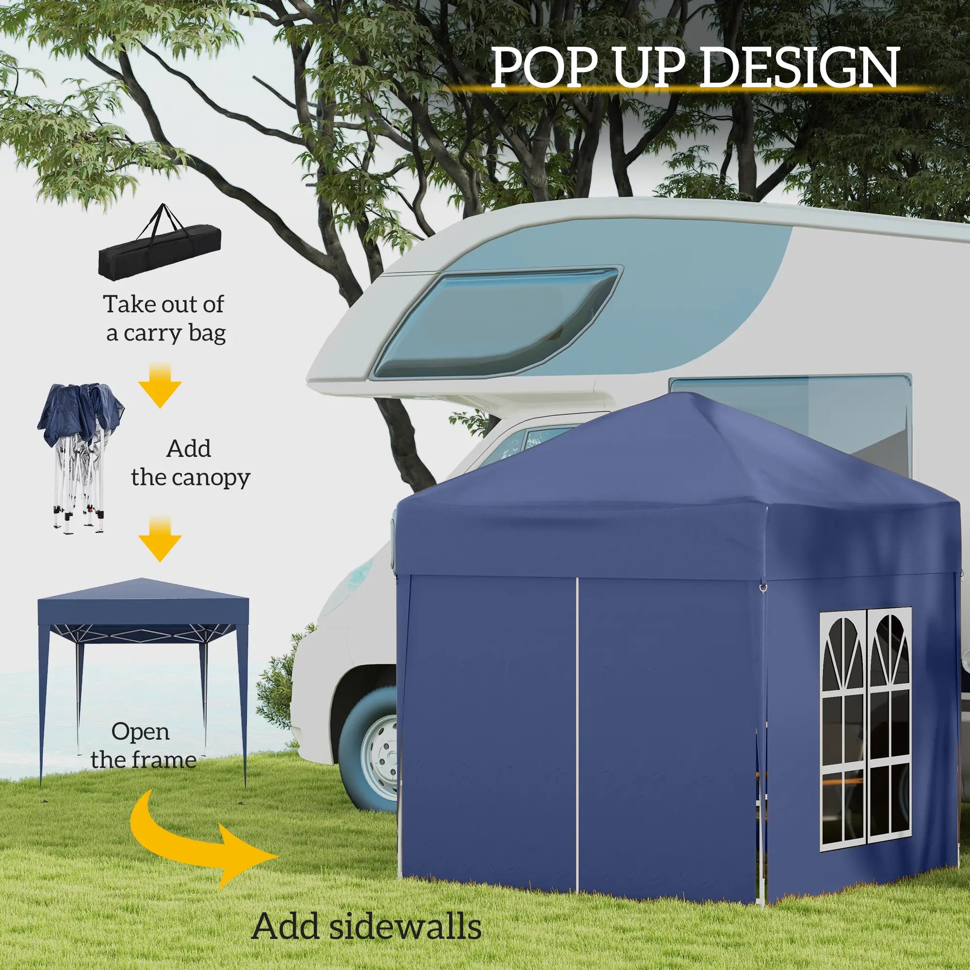 6.6'x6.6' Pop Up Canopy Tent, Instant Sun Shelter, Blue Pop Up Canopies at Gallery Canada