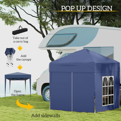 6.6'x6.6' Pop Up Canopy Tent, Instant Sun Shelter, Blue Pop Up Canopies at Gallery Canada