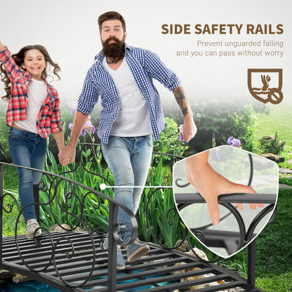 6FT Steel Garden Bridge, Safety Siderails, Arc Landscaping, Black Garden Bridges at Gallery Canada