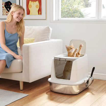Large Stainless Steel Litter Box, Enclosed Metal Cat Litter Tray Cat Litter Box Enclosures at Gallery Canada