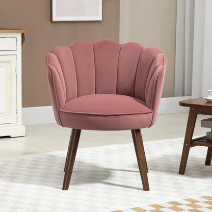Modern Accent Chair, Velvet-Touch Fabric, Wood Legs, Pink Accent Chairs at Gallery Canada
