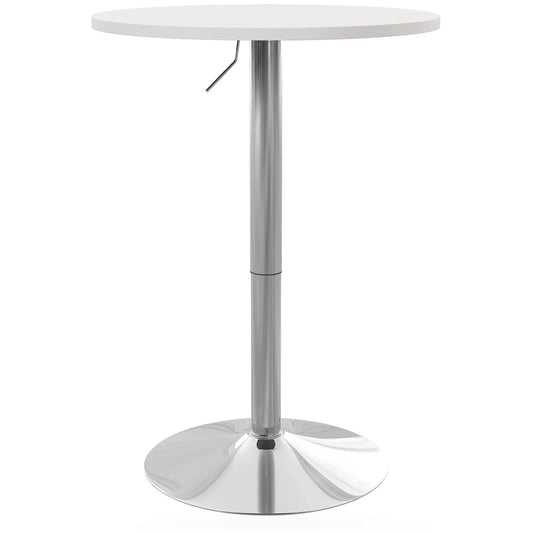 Adjustable Round High Top Bar Table, Swivel Top, Steel Base, White Bar Tables & Dining Tables White at Gallery Canada