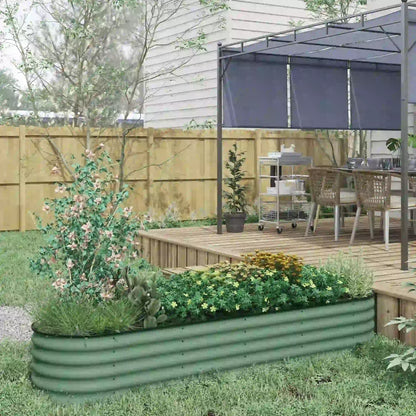 8 x 2 x 1,5 FT Lit de jardin surélevé en acier galvanisé, Vert