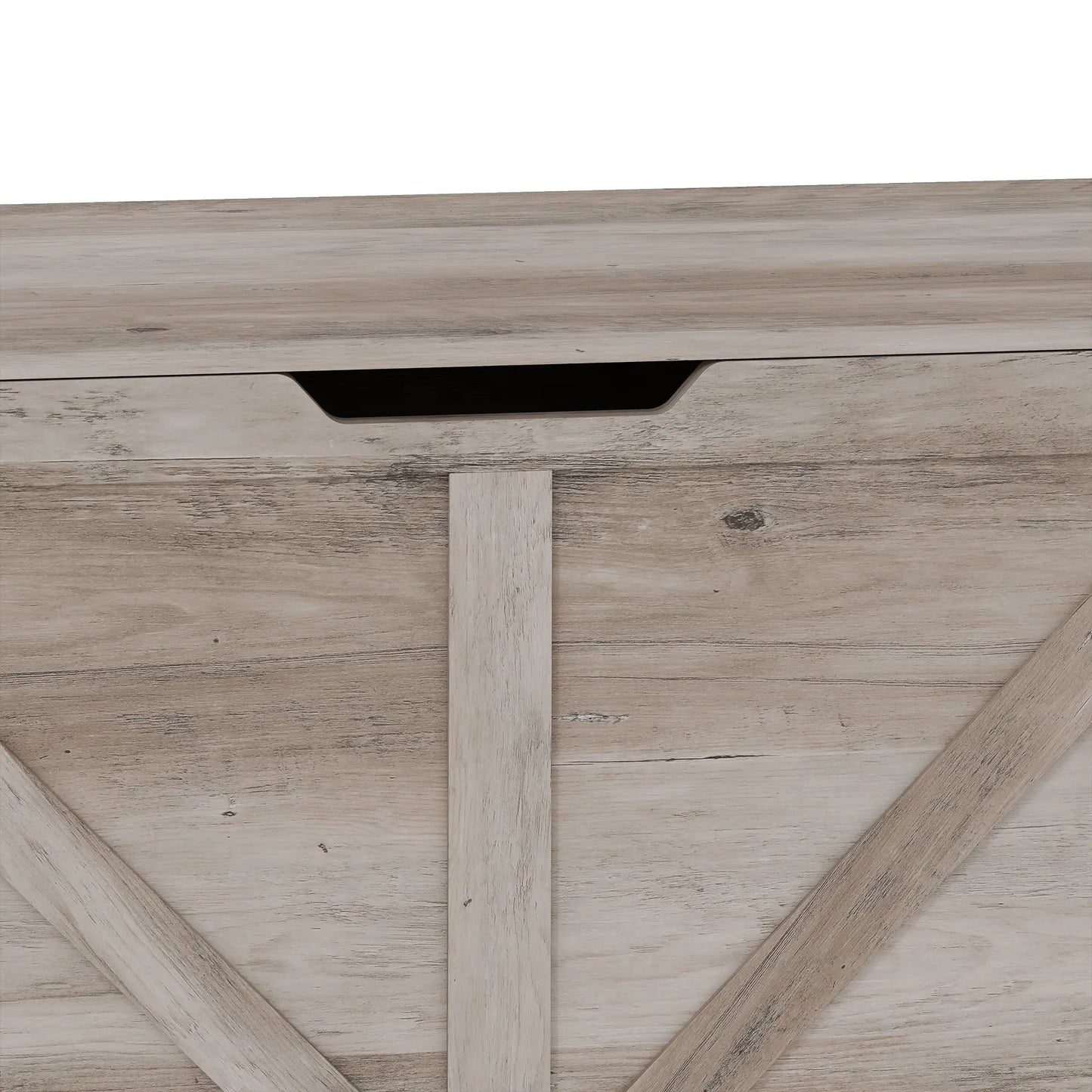 Storage Chest with Safety Hinges, Grey Wood Grain, 39.4 Inches, Grey