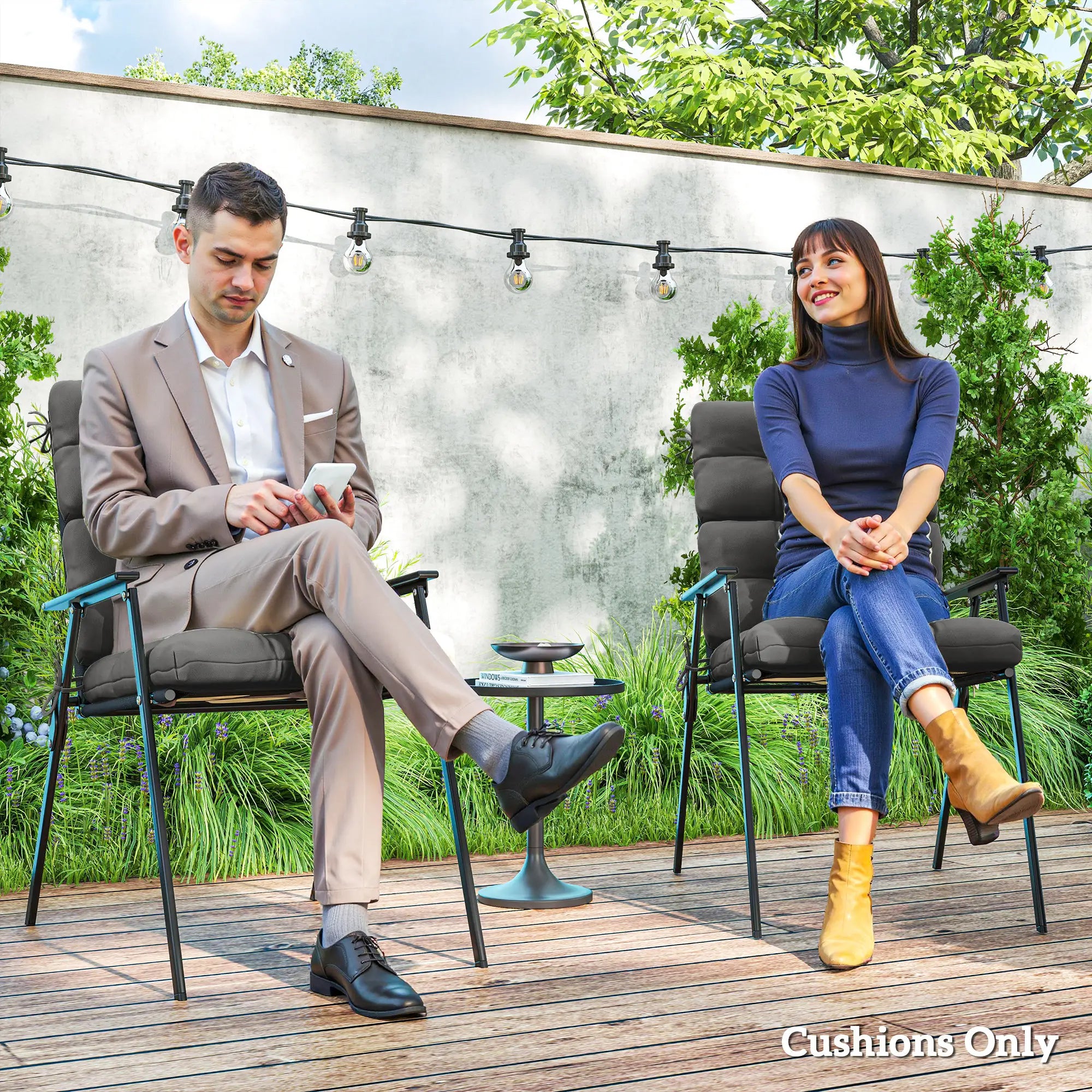 2-Piece Back Seat Cushion, Outdoor Patio Chair Set, Dark Grey Patio Chair Cushions at Gallery Canada