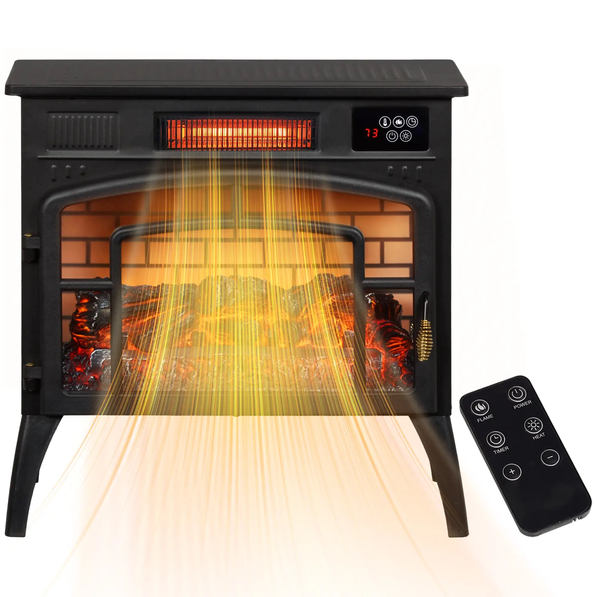 Electric Fireplace Stove, Infrared Heater, Realistic Flame, Adjustable, 1500W, Black Electric Fireplaces Black at Gallery Canada