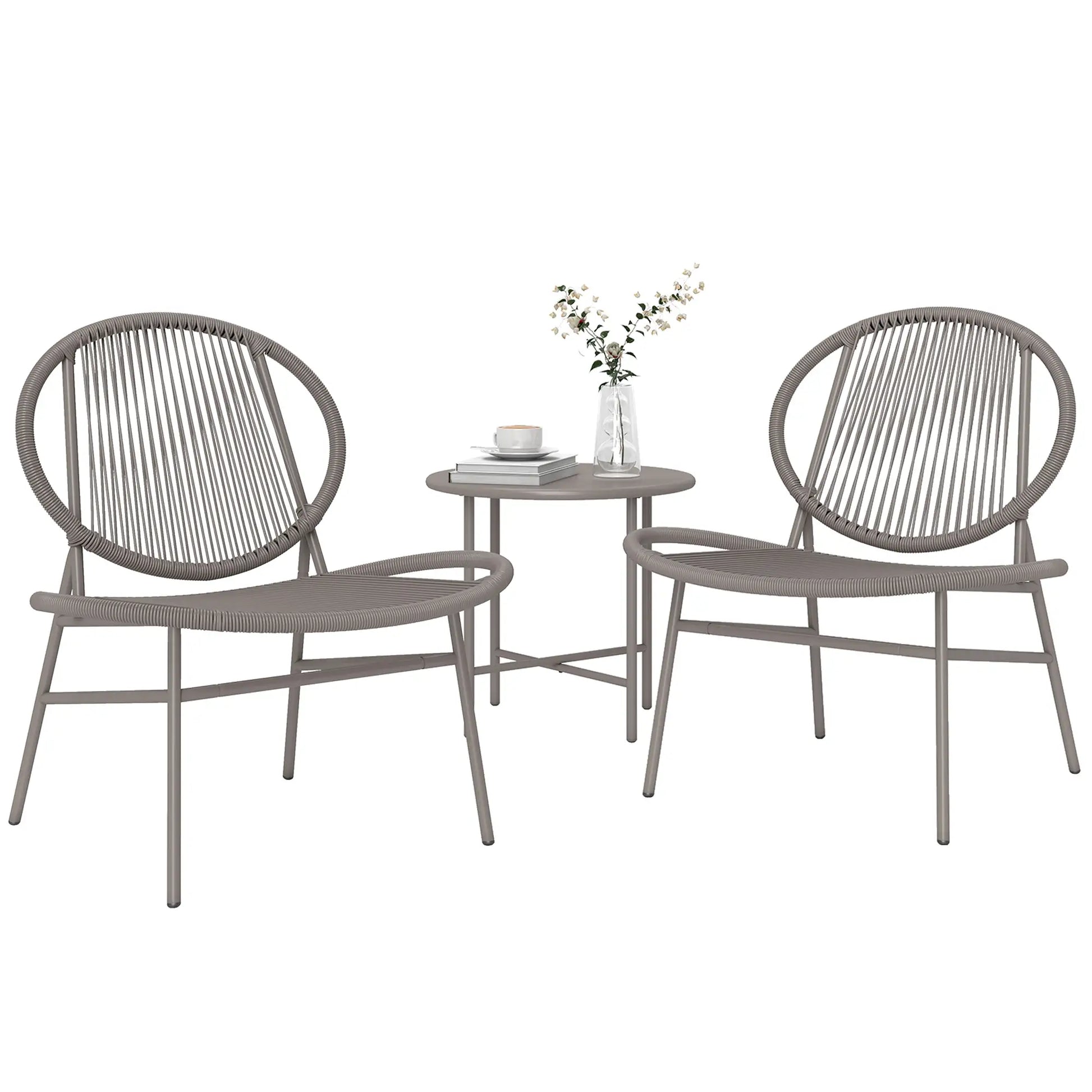 Rattan Bistro Set, 3 Piece Wicker Patio Furniture, Light Grey Bistro Sets Light Grey at Gallery Canada