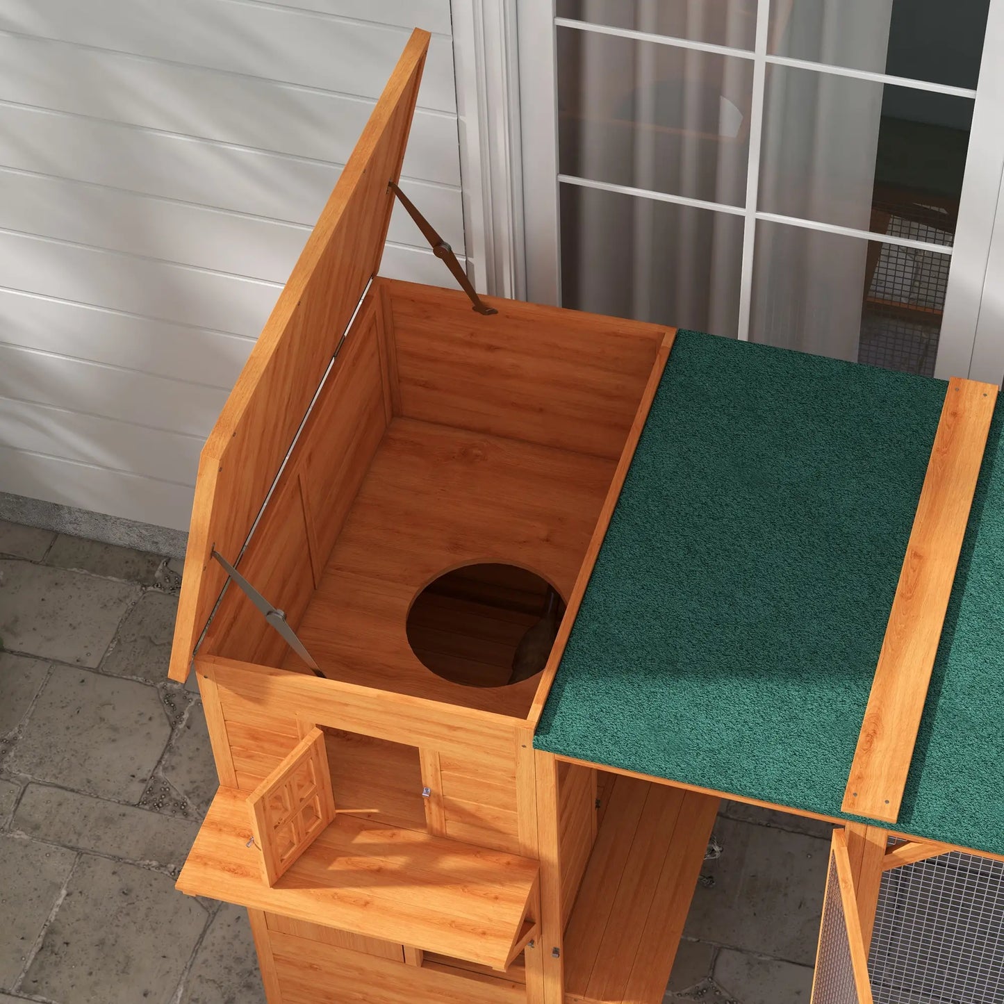 76"L Wooden Cat Catio, Outdoor Cat House, Asphalt Roof, Orange Outdoor Cat Enclosures at Gallery Canada