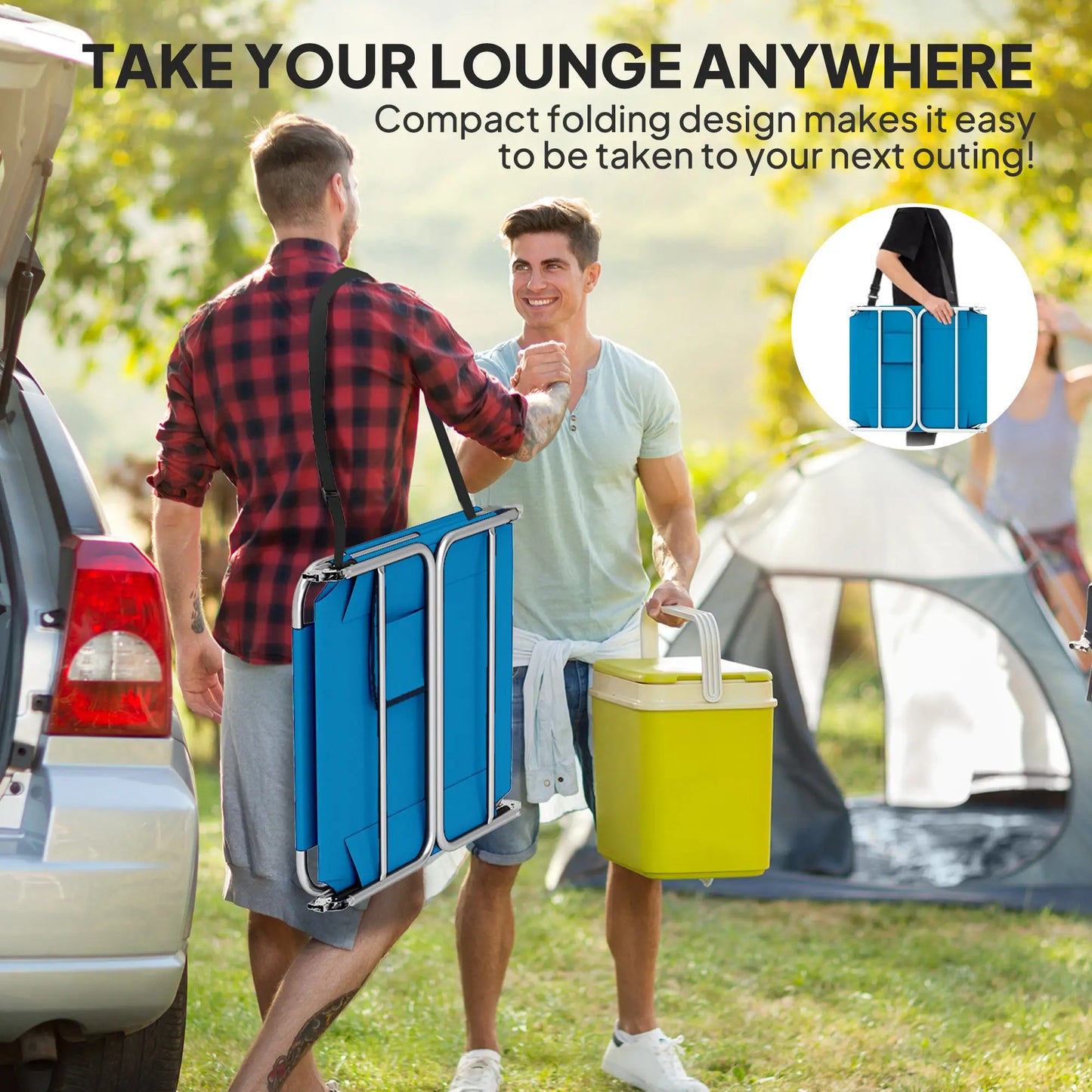 Folding Outdoor Lounge Chair, 5-Level Tanning Chair, Blue Lounger Chairs at Gallery Canada