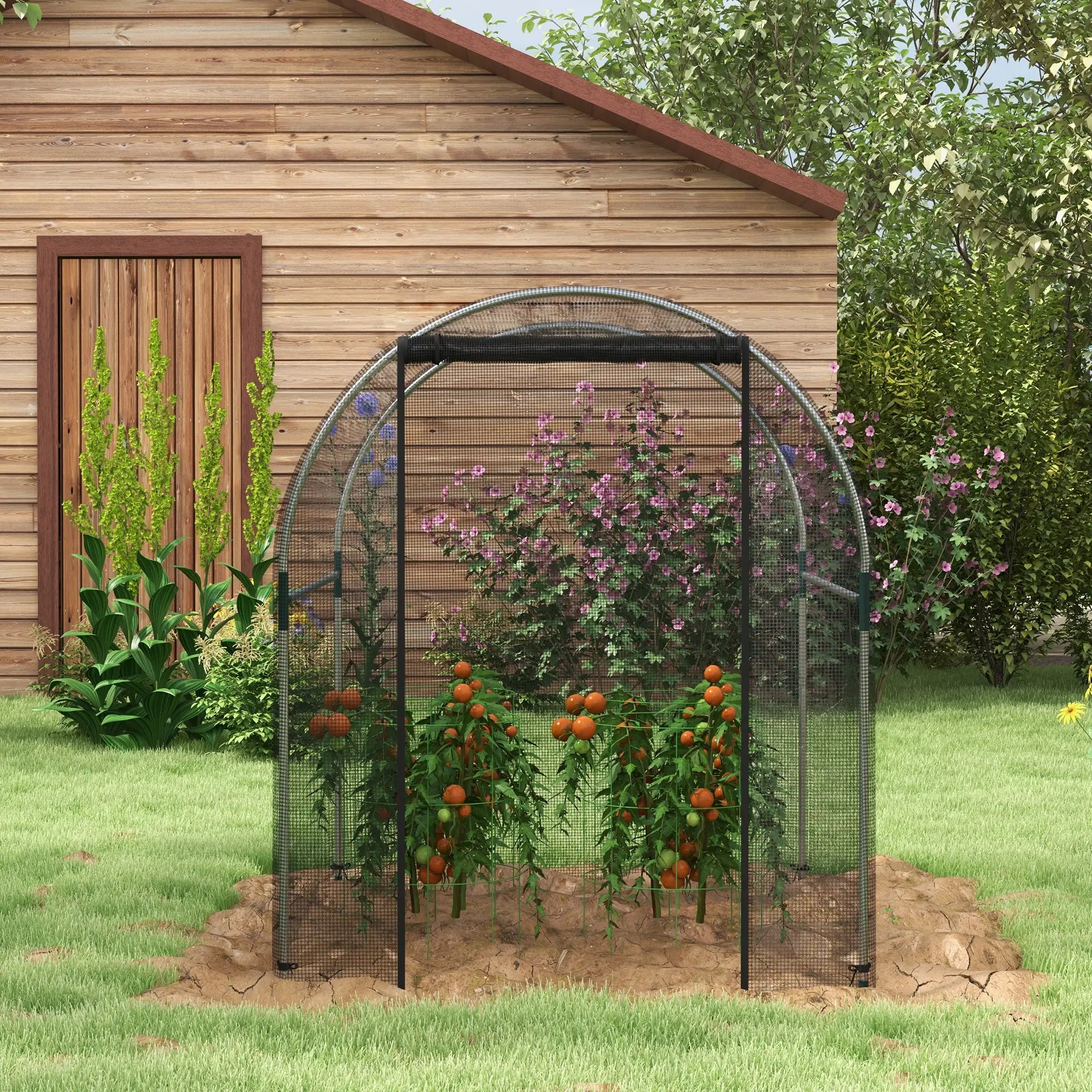4.9' x 3.9' Crop Cage, Zipper Roll-Up Door, Mesh Plant Protection Tent Greenhouses at Gallery Canada