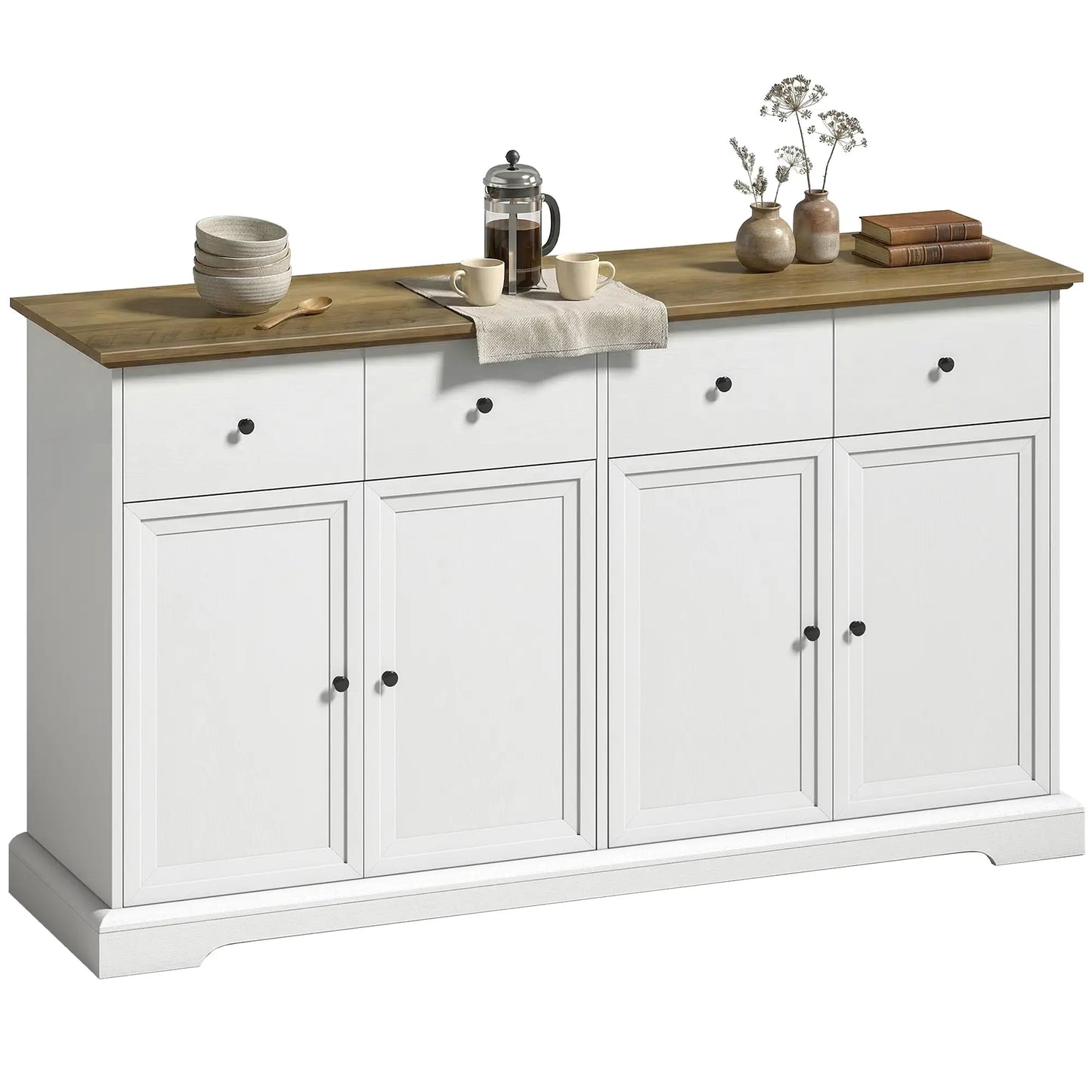 Sideboard Buffet Cabinet, 55" Farmhouse Kitchen Cabinet with Soft-Close Doors, 2 Drawers and 2 Adjustable Shelves Bar Cabinets at Gallery Canada