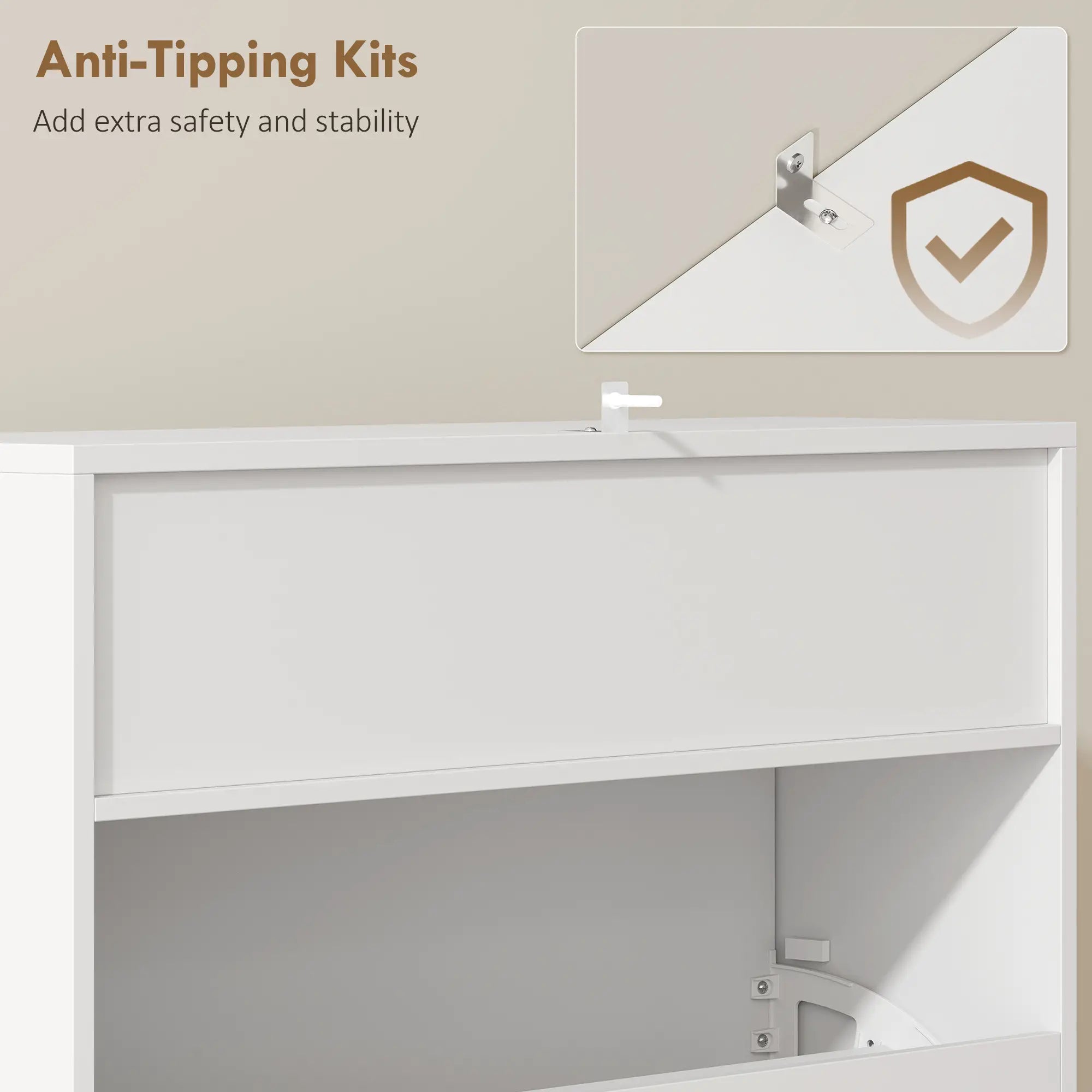 Narrow Shoe Cabinet With 2 Flip Drawers, Top Shelf, White Shoe Storage Cabinets & Racks at Gallery Canada