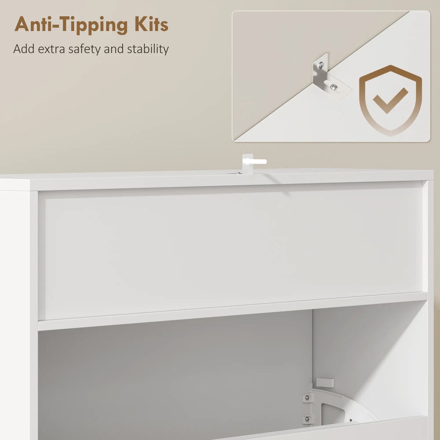 Narrow Shoe Cabinet With 2 Flip Drawers, Top Shelf, White Shoe Storage Cabinets & Racks at Gallery Canada