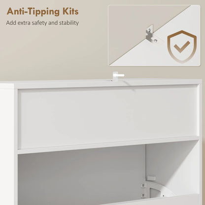 Narrow Shoe Cabinet With 2 Flip Drawers, Top Shelf, White Shoe Storage Cabinets & Racks at Gallery Canada