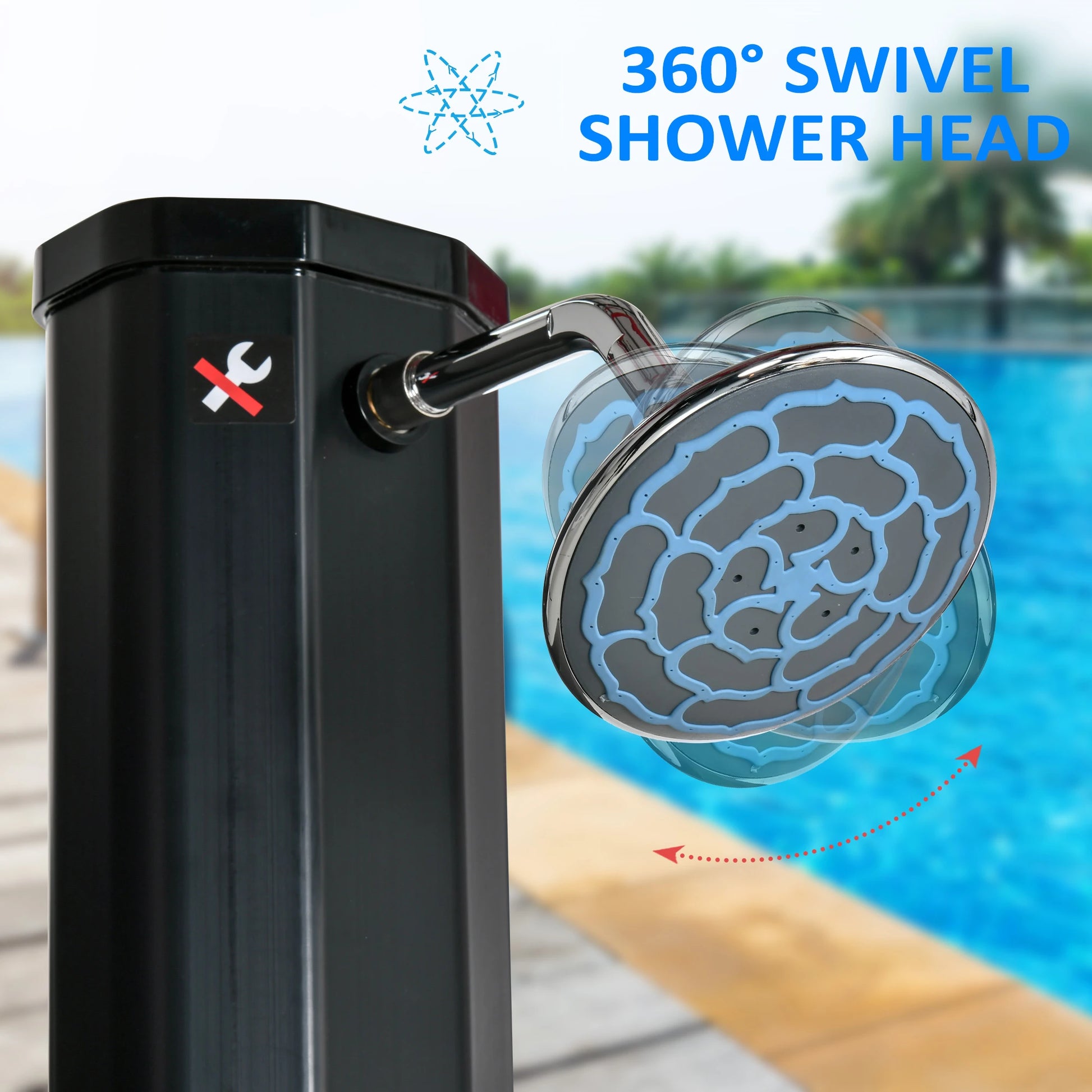 7ft Solar Heated Outdoor Shower, 360 Rotating Head, Adjustable Temperature Outdoor Swimming Pools & Hot Tubs at Gallery Canada