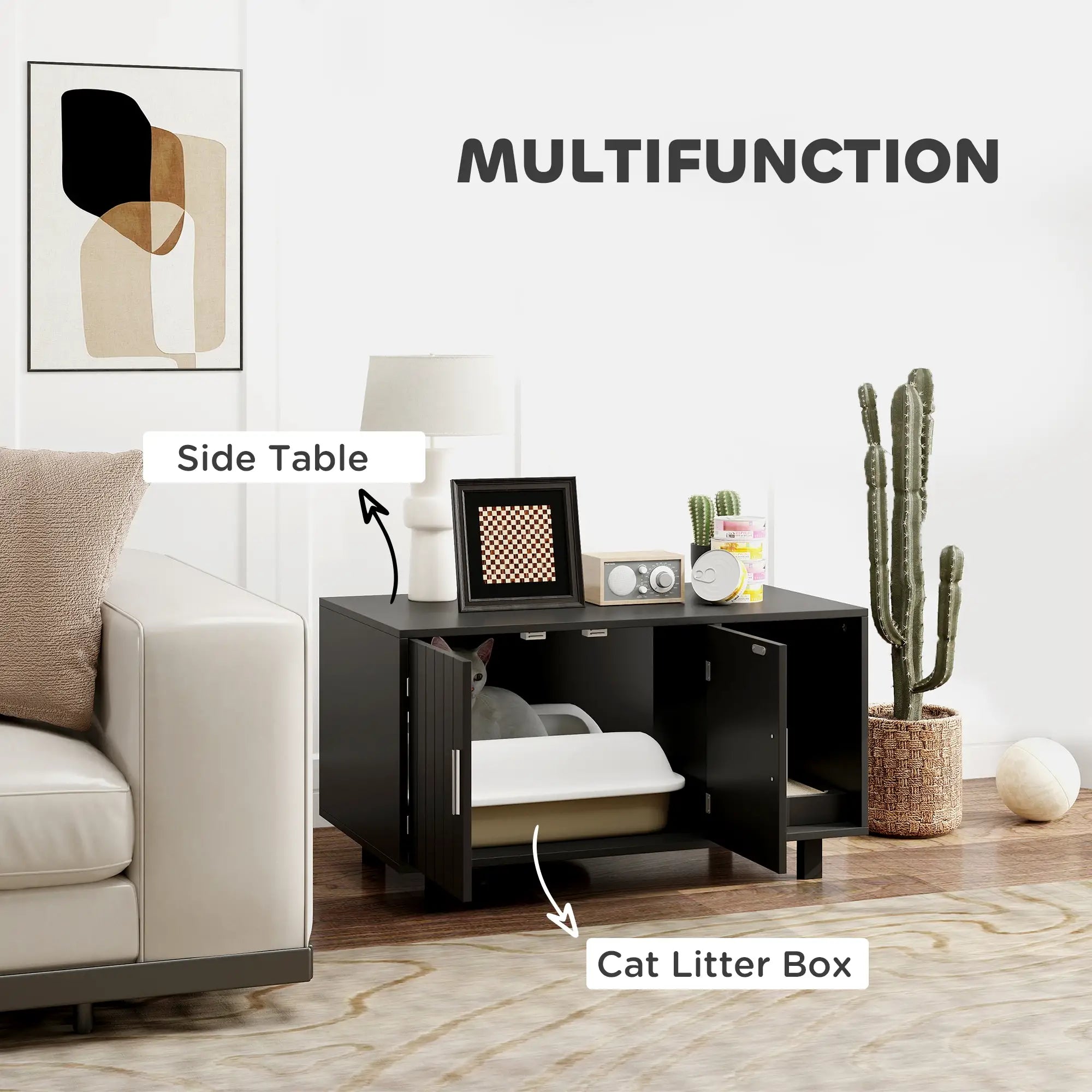 Cat Litter Box Enclosure, End Table with Scratcher, Black Cat Litter Box Enclosures at Gallery Canada