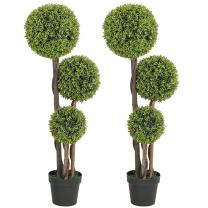 Arbre topiaire artificiel en buis de 45 pouces, lot de 2, intérieur/extérieur, vert