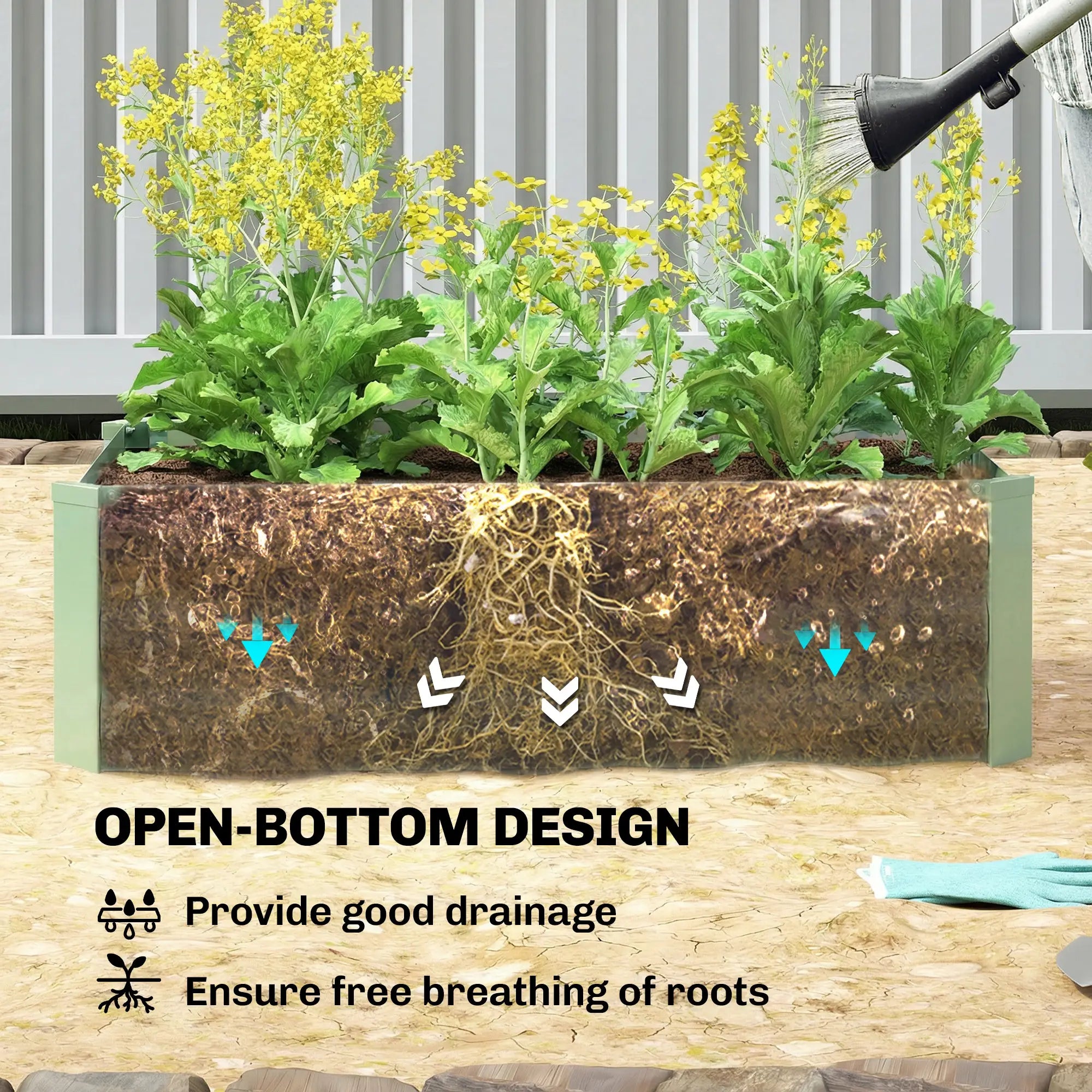 Galvanized Raised Garden Bed Set, 2 Light Green Planter Boxes, Light Green Galvanized Planter Boxes at Gallery Canada