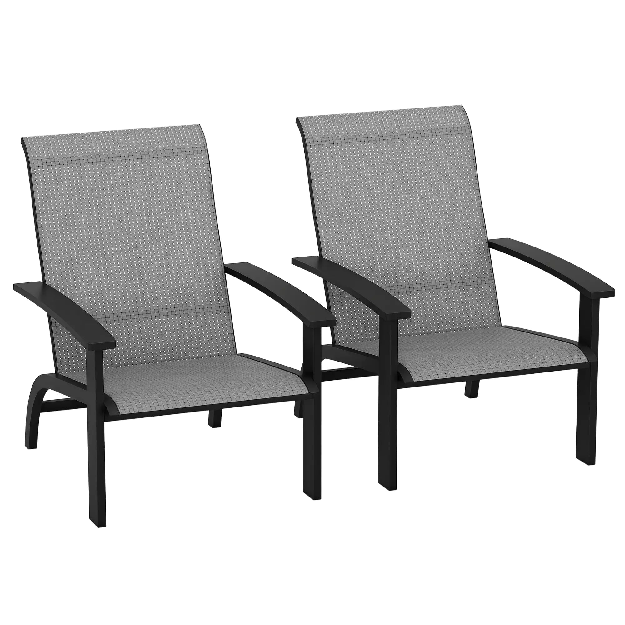 2 Outdoor Adirondack Chairs, Aluminum Frame, Mesh Seat, Dark Grey Patio Chairs at Gallery Canada