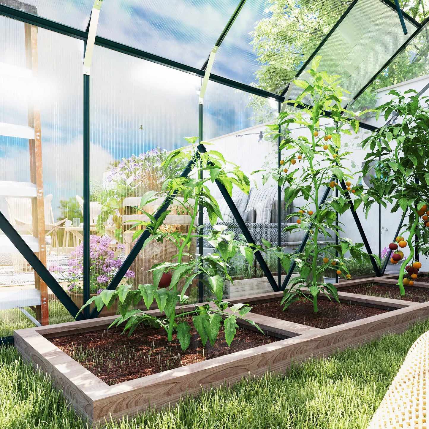Aluminum Greenhouse Polycarbonate, 8 X 12 Ft, Green Walk In Greenhouses at Gallery Canada