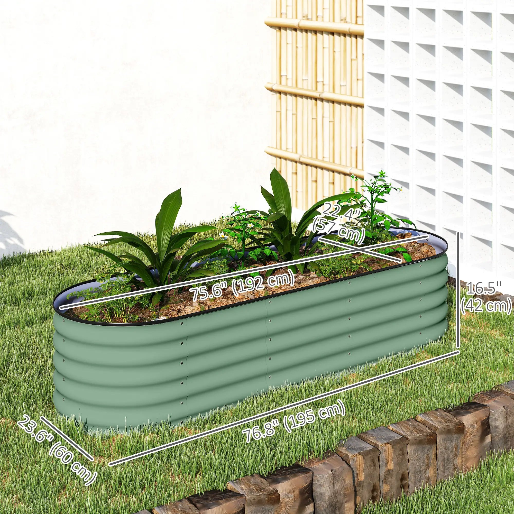 6.5 x 2 x 1.5 FT Galvanized Steel Raised Garden Bed, Green Galvanized Planter Boxes at Gallery Canada
