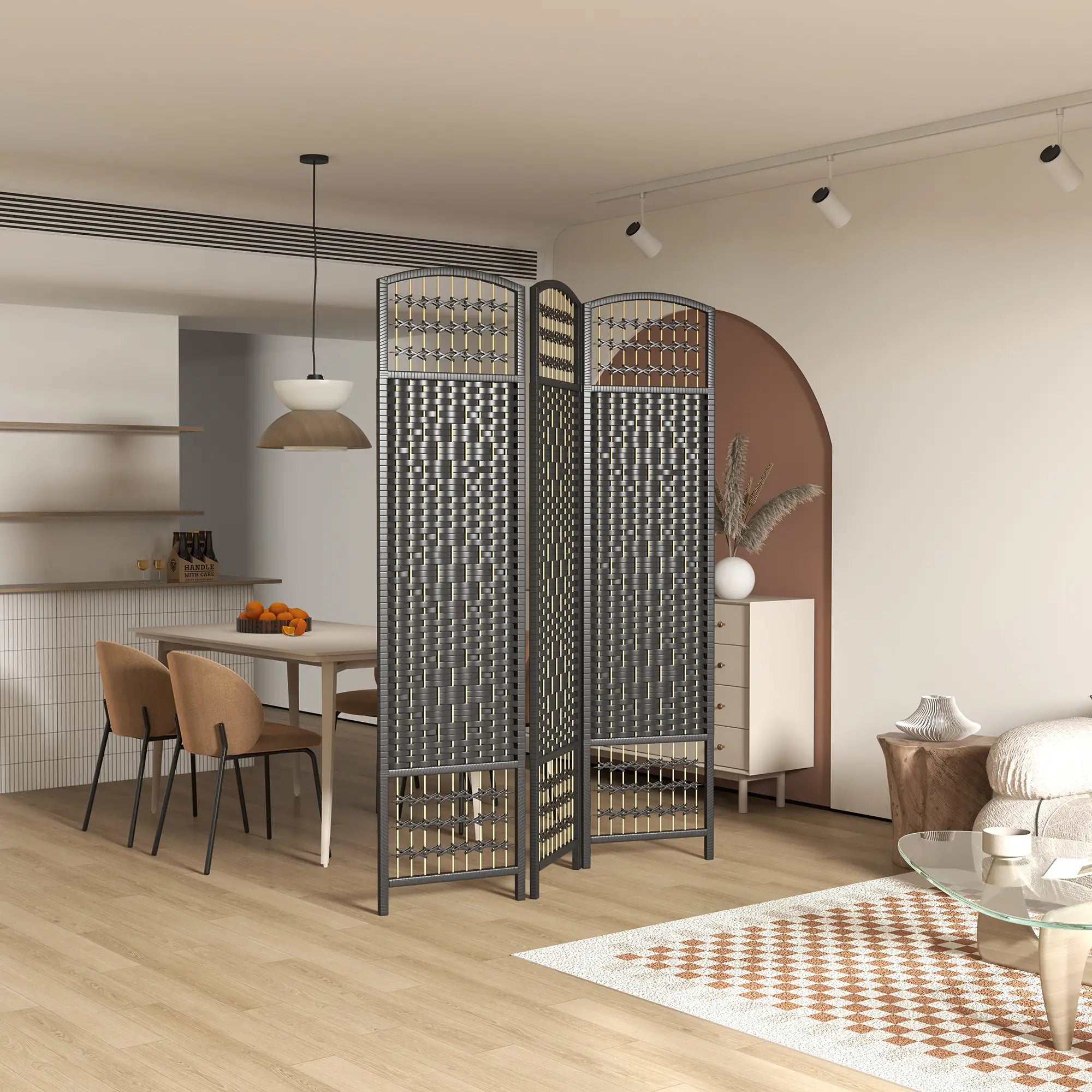 3 Panel Folding Room Divider, Portable Privacy Screen, Black Room Dividers at Gallery Canada