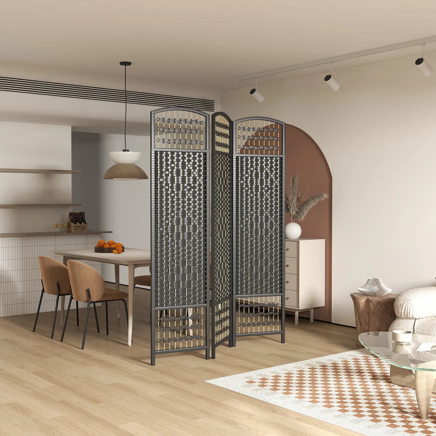 3 Panel Folding Room Divider, Portable Privacy Screen, Black Room Dividers at Gallery Canada