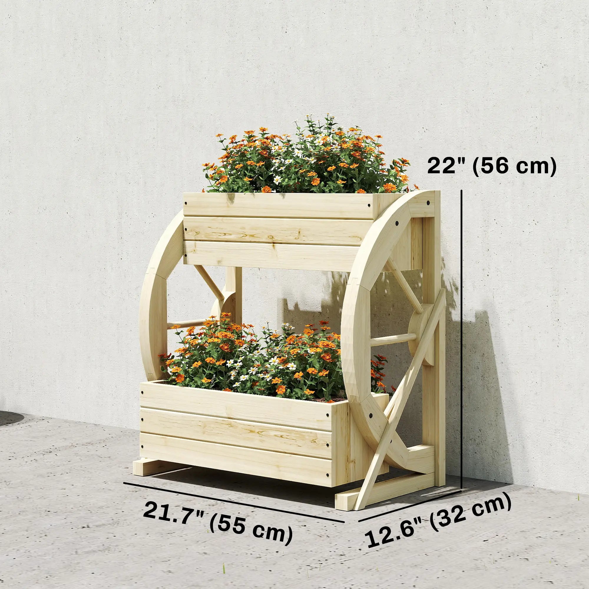 Wooden Wagon Planter Box, 2-Tier Raised Garden Bed, Wooden Wooden Planter Boxes at Gallery Canada