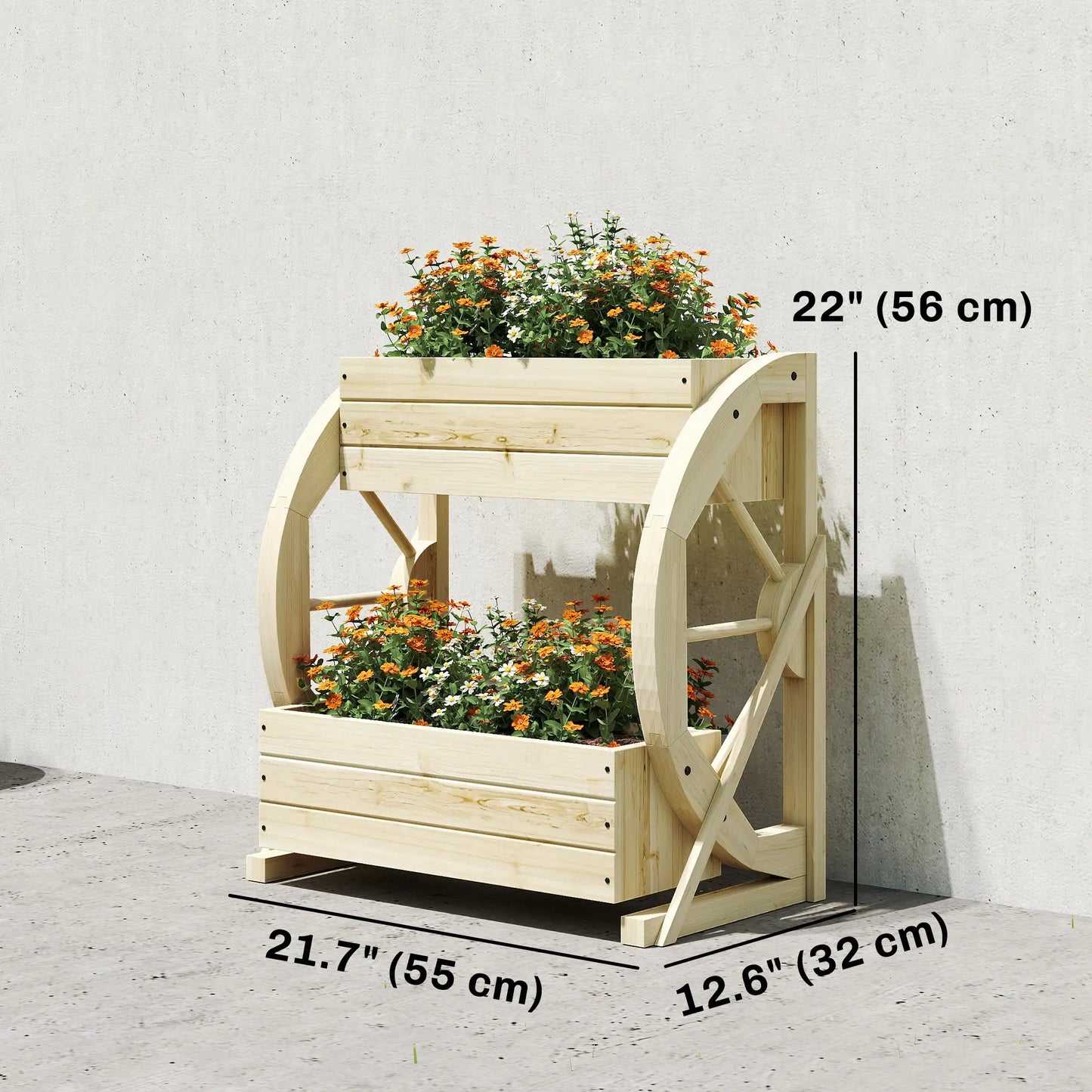 Wooden Wagon Planter Box, 2-Tier Raised Garden Bed, Wooden Wooden Planter Boxes at Gallery Canada