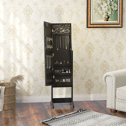 Free Standing Armoire Organizer, Lighted Mirrored Jewelry Cabinet, 16 LED Lights, Black Jewelry Armoire & Jewellery Mirror Cabinets at Gallery Canada