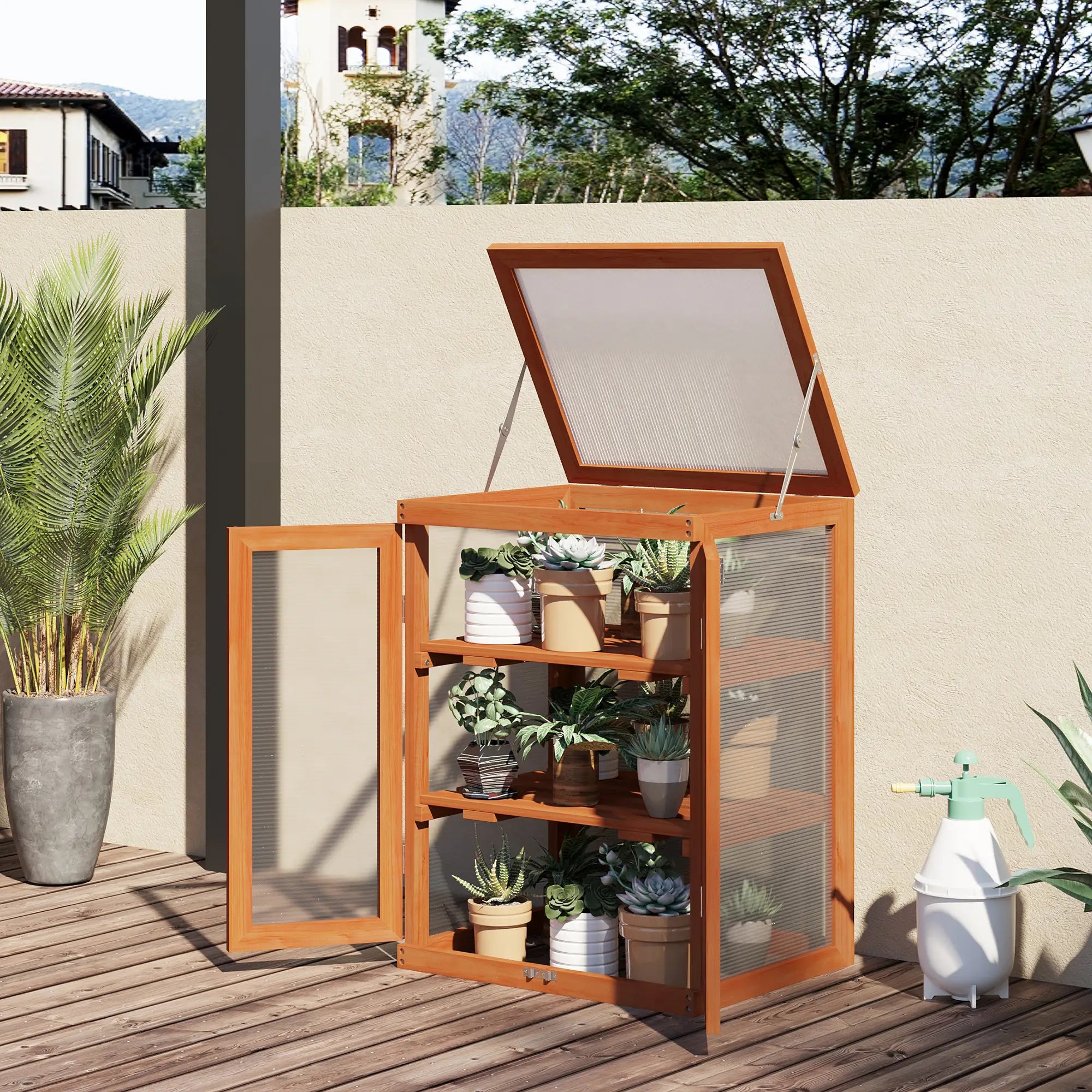 Wooden 2 Tier Cold Frame Greenhouse, 22.8