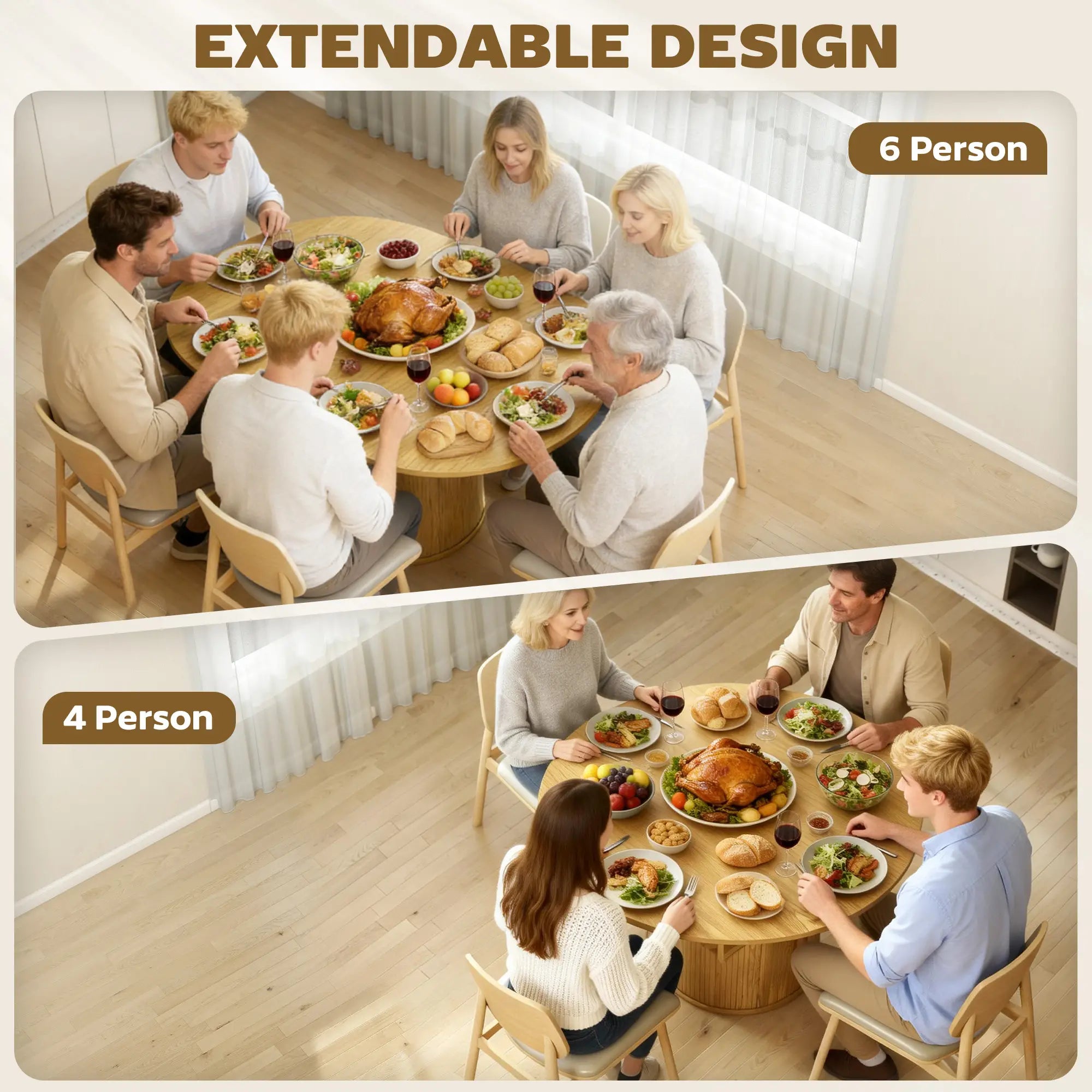 Extendable Dining Table For 6, 60