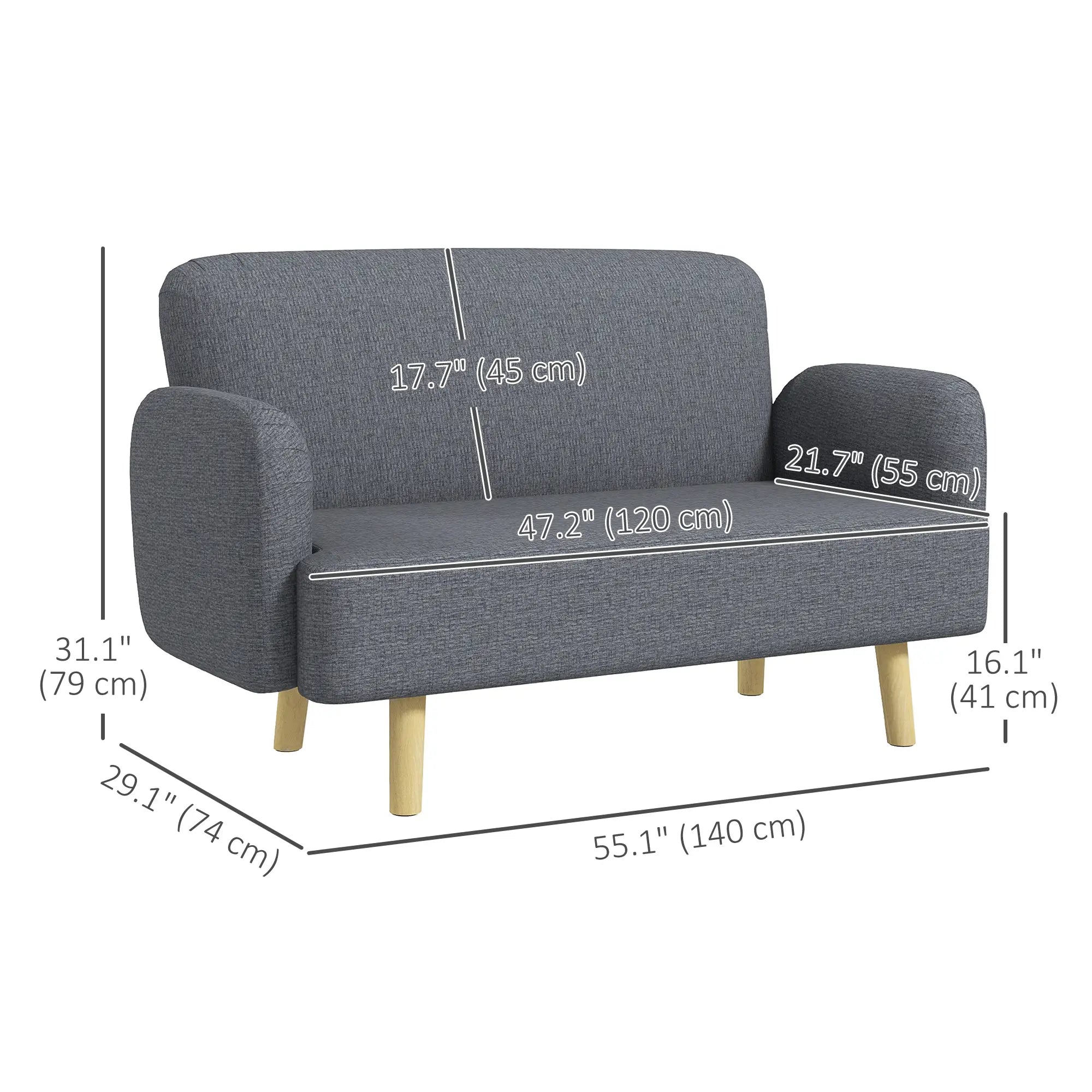 Velvet Fabric 2 Seater Sofa, Small Loveseat 8.3