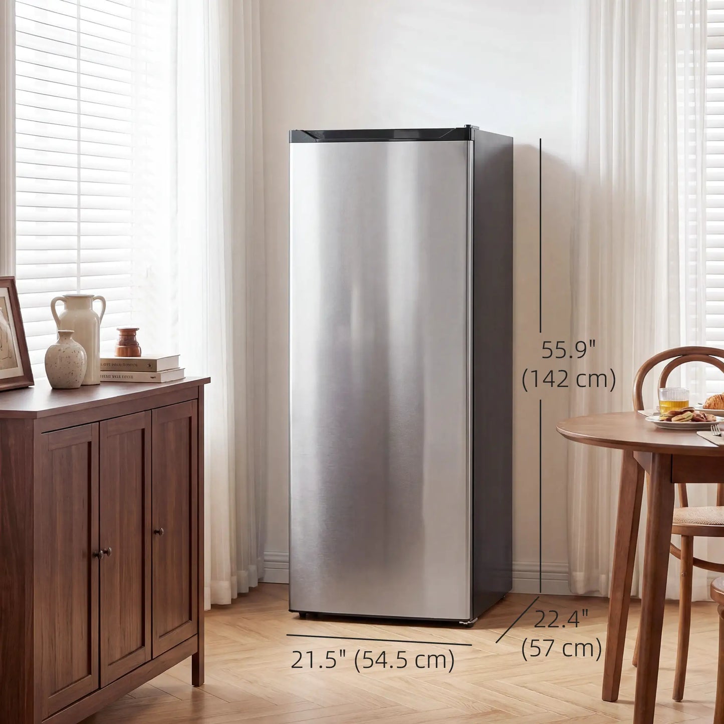 7.0 Cu.Ft Upright Freezer, 6 Adjustable Shelves, Reversible Door, Silver Small Kitchen Appliances at Gallery Canada