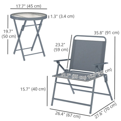 3 Pc Outdoor Bistro Set, Folding Patio Table and Chairs, Tempered Glass Tabletop Bistro Sets at Gallery Canada
