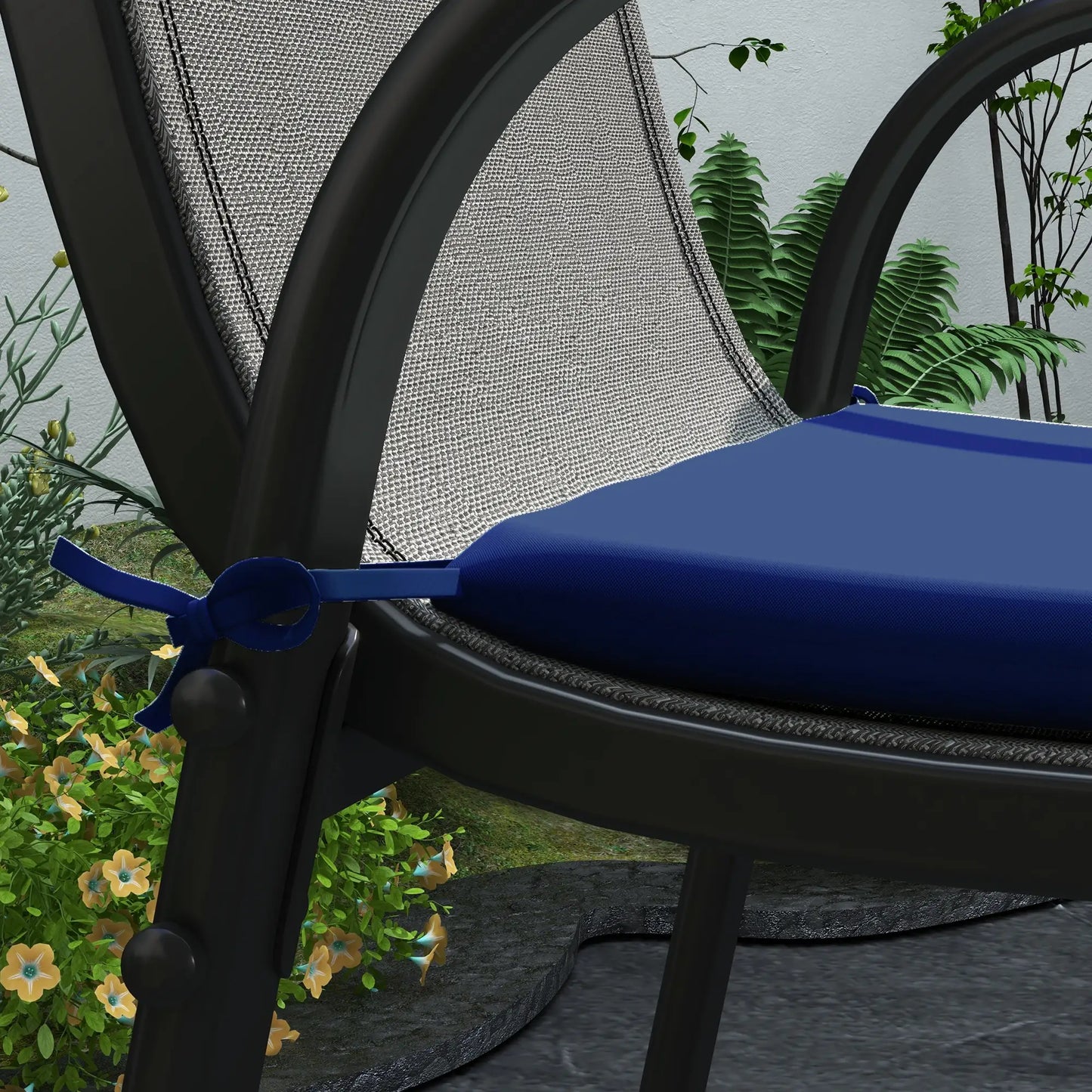 6-Piece Seat Cushion Pillows, Patio Chair Cushions with Ties, Deep Blue, Blue Patio Chair Cushions at Gallery Canada