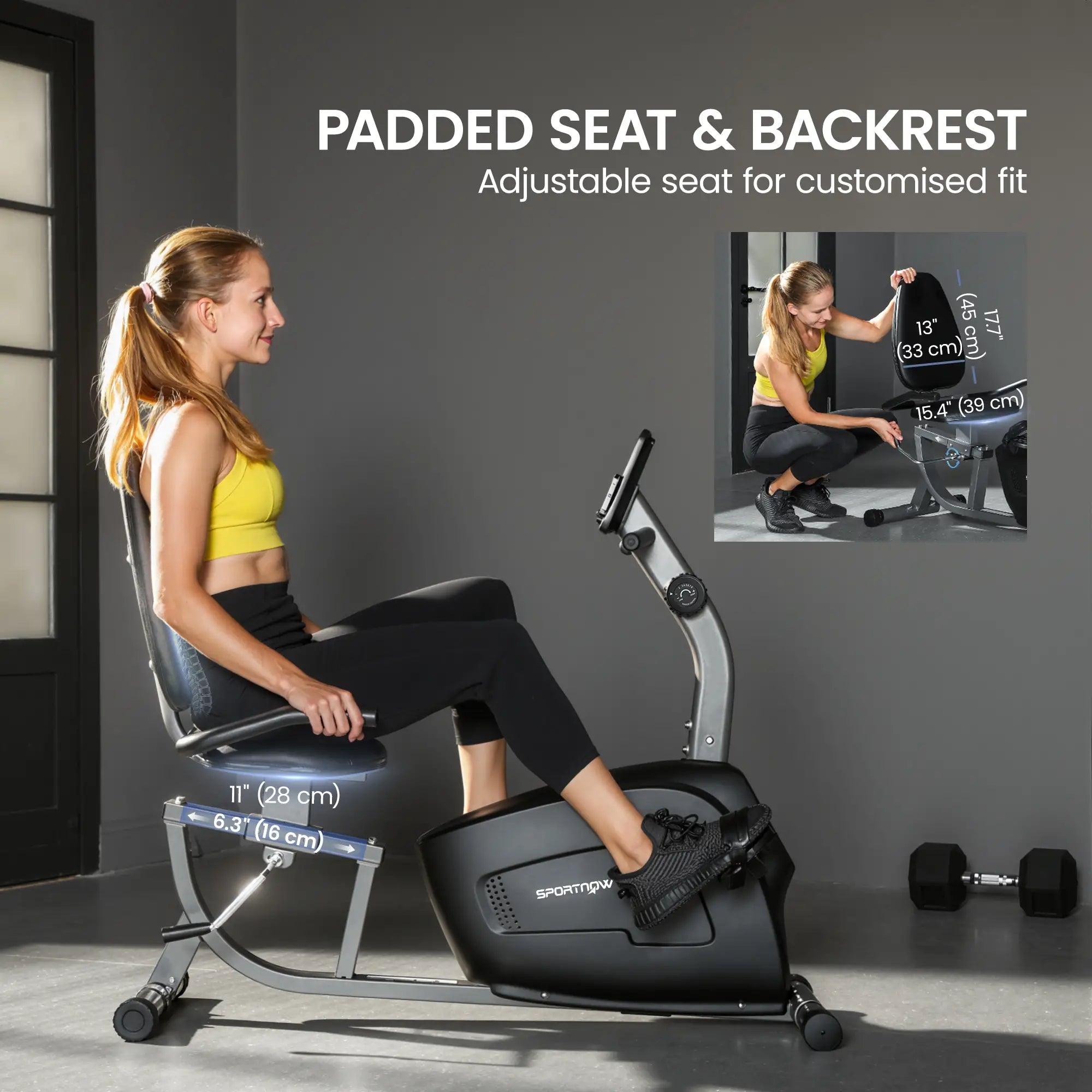 Recumbent Exercise Bike, 8-Level Magnetic Resistance, LCD Monitor, Heart Rate Handle, Adjustable Seat Exercise & Stationary Bikes at Gallery Canada