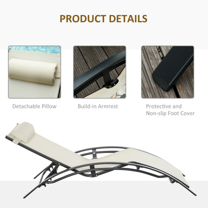 Aluminum Reclining Lounge Chair, 5-Level Adjustable Backrest, Beige Lounger Chairs at Gallery Canada