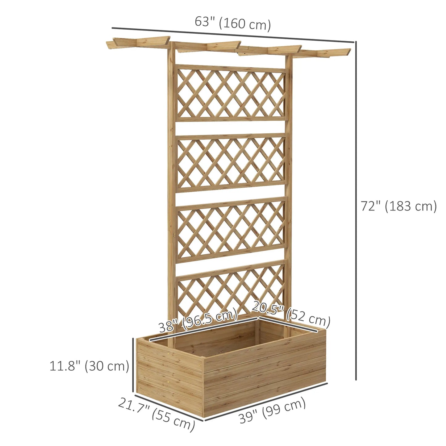 Wooden Planter With Trellis Privacy Screen, Raised Garden Bed Wooden Planter Boxes at Gallery Canada