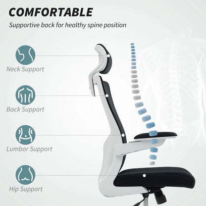 Ergonomic Office Chair, Swivel Desk Chair, Adjustable Lumbar Support, Headrest, Flip-Up Armrests, Black Task Chairs at Gallery Canada