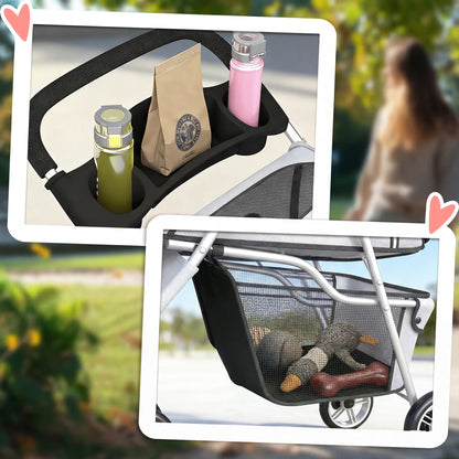Foldable Dog Stroller, 3 Wheels, Storage Basket, Adjustable Canopy, Grey Dog Bike Trailers & Strollers at Gallery Canada