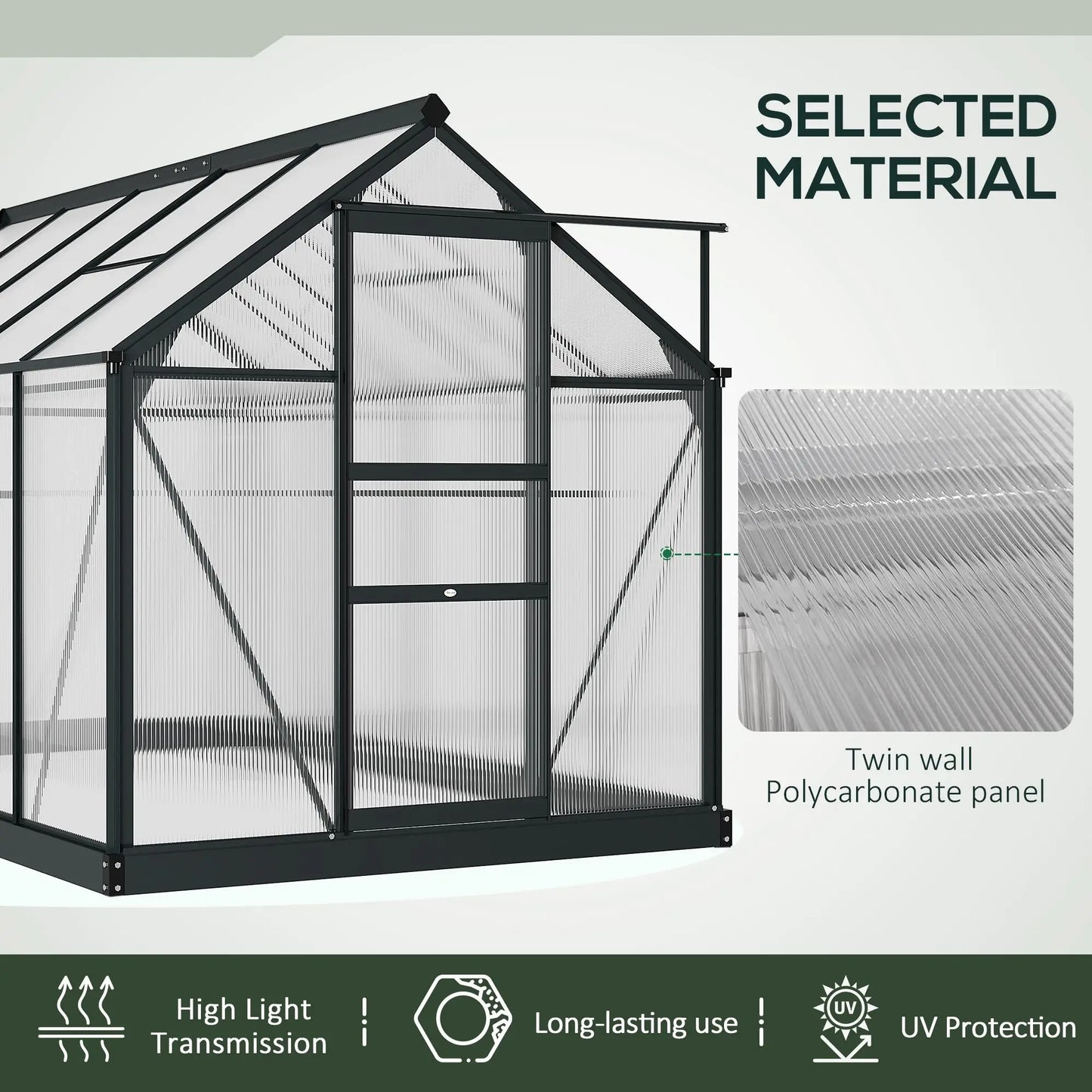 6' x 10' x 6.6' Polycarbonate Greenhouse, Walk-In Kit, Galvanized Frame, Grey Walk In Greenhouses at Gallery Canada